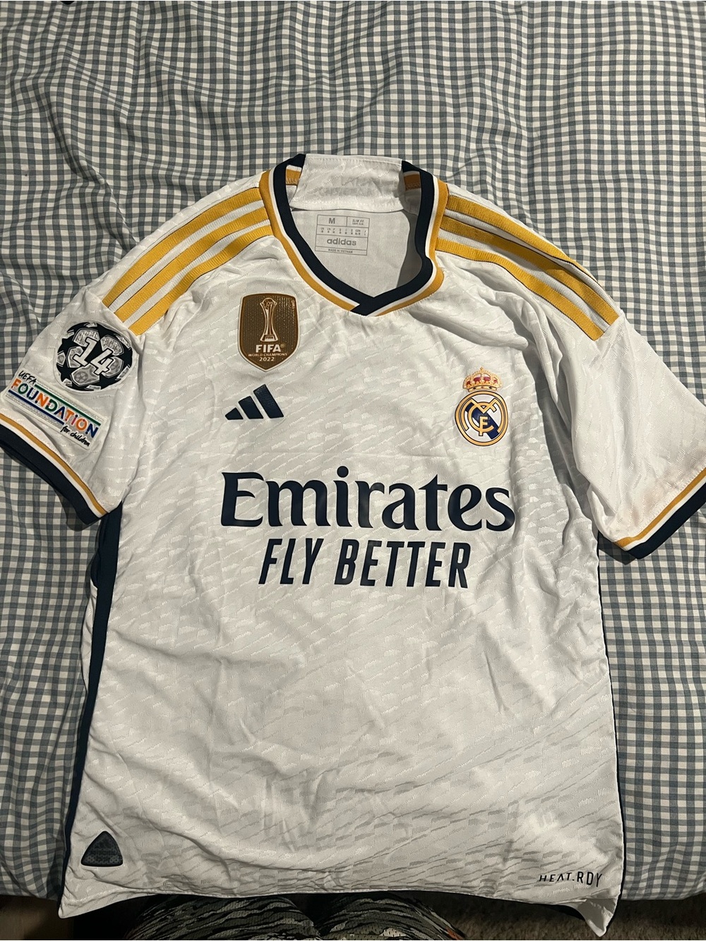 Real Madrid White & Gold Home Bellingham Match Jersey